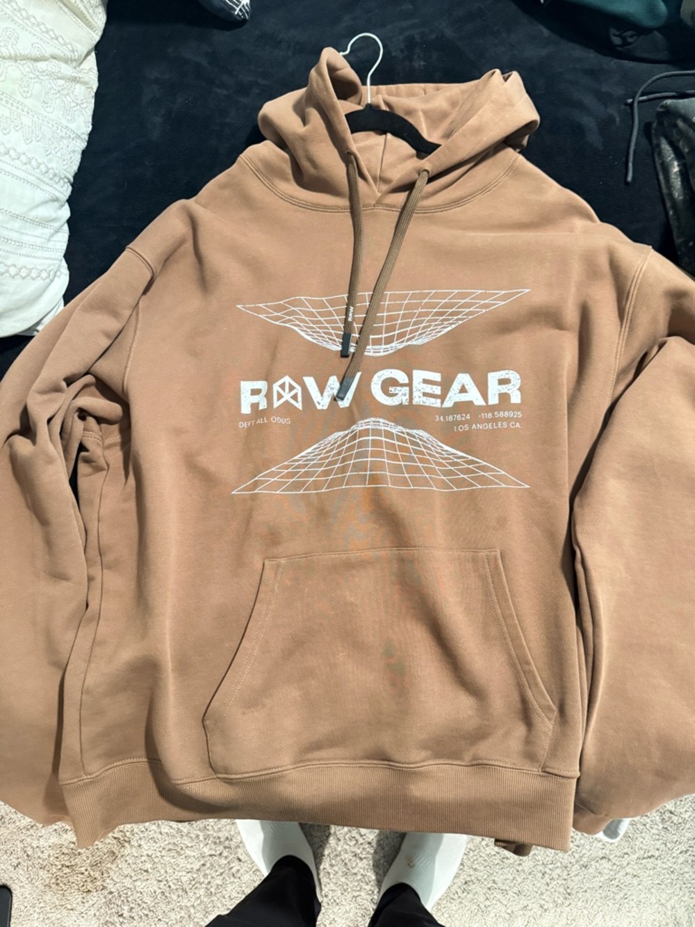 RAW GEAR Men’s Tan Graphic Crewneck Hoodie